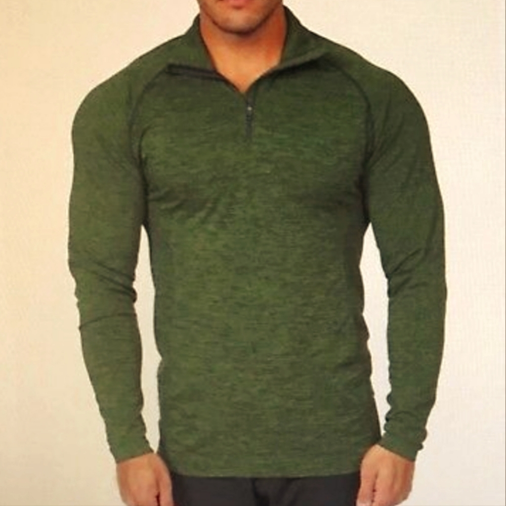 Alphalete Zenith 1/4 Zip Pullover Slim Fit Green & Black Space Dye Large